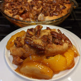 Gluten-Free Pecan Praline Peach Cobbler Cinnamon Rolls