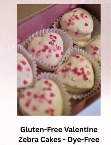 Valentine's Gluten-Free Zebra Cakes (same recipe as Christmas Tree Cakes) - all natural plant-based food coloring