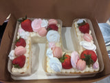 Gluten-Free Letter & Number Elegance Cakes - Strawberry with Classic Vanilla Cake *DAIRY-FREE*