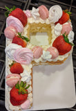 Gluten-Free Letter & Number Elegance Cakes - Strawberry with Classic Vanilla Cake *DAIRY-FREE*